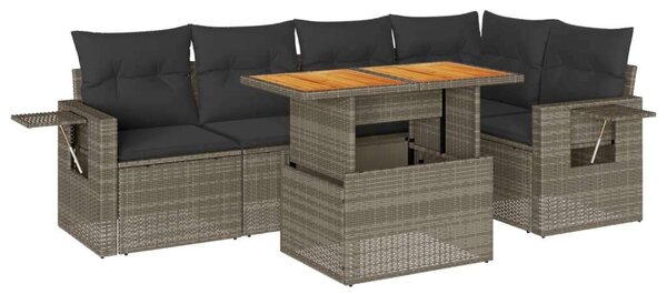 VidaXL Polyrattan Kerti Ülőgarnitúra - 6 részes - Szürke