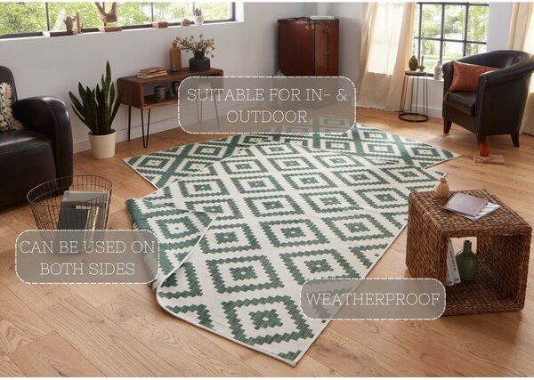 Malta zöld-krémszínű kültéri szőnyeg, 160 x 230 cm - NORTHRUGS