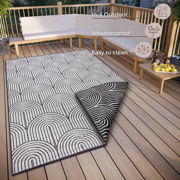 Fekete-fehér kültéri szőnyeg 120x170 cm Pangli Black – Hanse Home