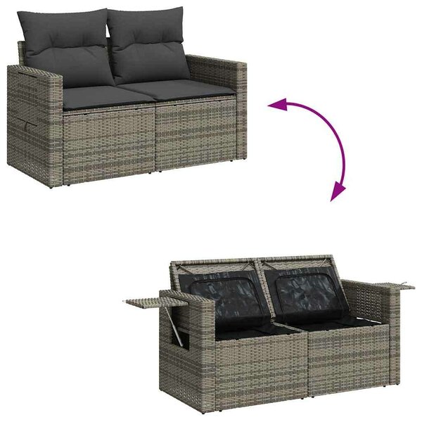 VidaXL Polyrattan Kerti Ülőgarnitúra - 6 részes - Szürke