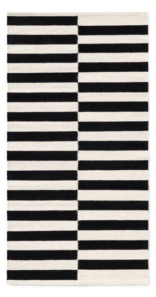 Fekete-fehér kétoldalas kézi szövésű gyapjú szőnyeg 80x150 cm Donna – Hanse Home