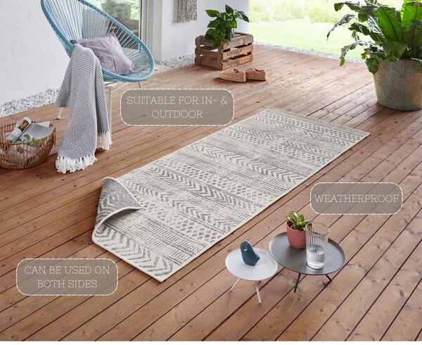Biri szürke-krémszínű kültéri szőnyeg, 80 x 250 cm - NORTHRUGS