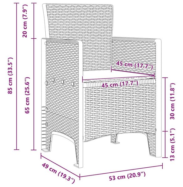VidaXL Kert étkező szett 17 pcs Fehér Polt rattan