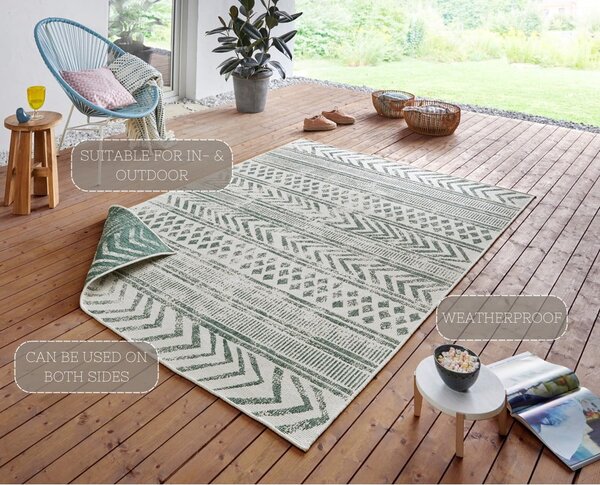 Biri zöld-krémszínű kültéri szőnyeg, 120 x 170 cm - NORTHRUGS