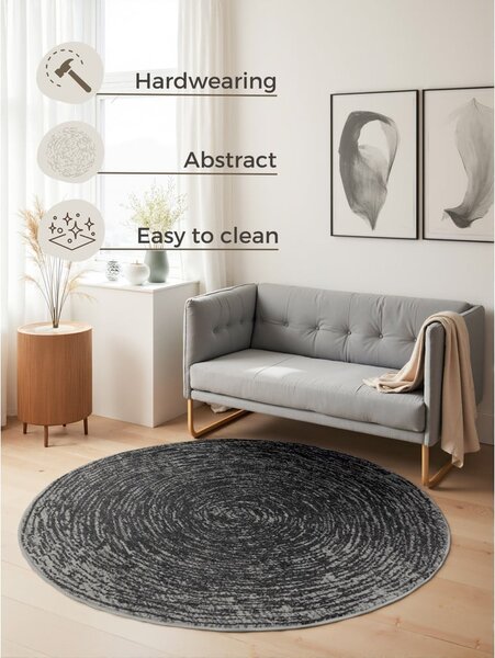 Szürke kerek szőnyeg ø 120 cm Gloria Cavallo – Hanse Home