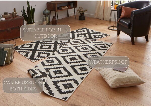 Malta fekete-krémszínű kültéri futószőnyeg, 80 x 250 cm - NORTHRUGS