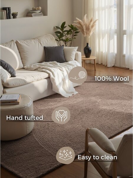 Szürkésbarna kézi szövésű gyapjú szőnyeg 200x300 cm Calmio – Hanse Home