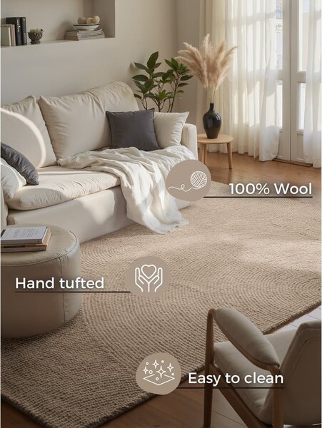 Bézs kézi szövésű gyapjú szőnyeg 200x300 cm Calmio – Hanse Home