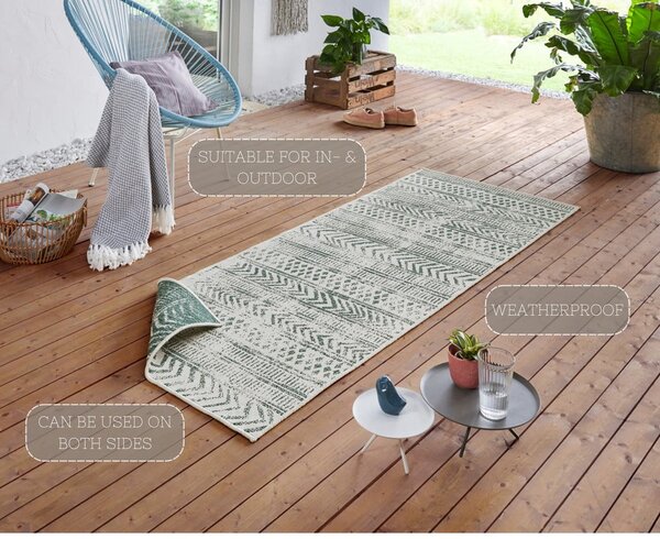 Biri zöld-krémszínű kültéri szőnyeg, 80 x 350 cm - NORTHRUGS