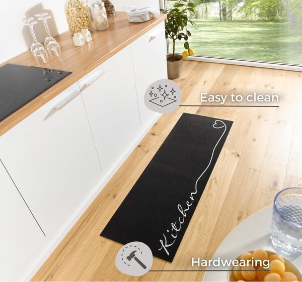 Kitchen fekete futószőnyeg, 50 x 150 cm - Zala Living
