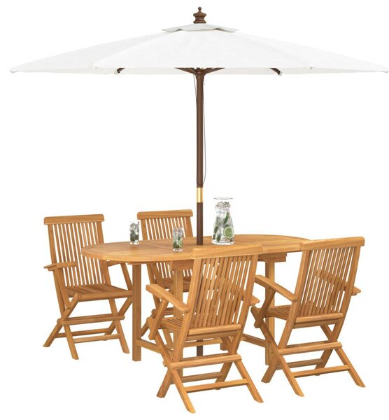 VidaXL Kert étkező szett 5 pcs Barna 160 x 80 x 75 cm Tömör tíkfa