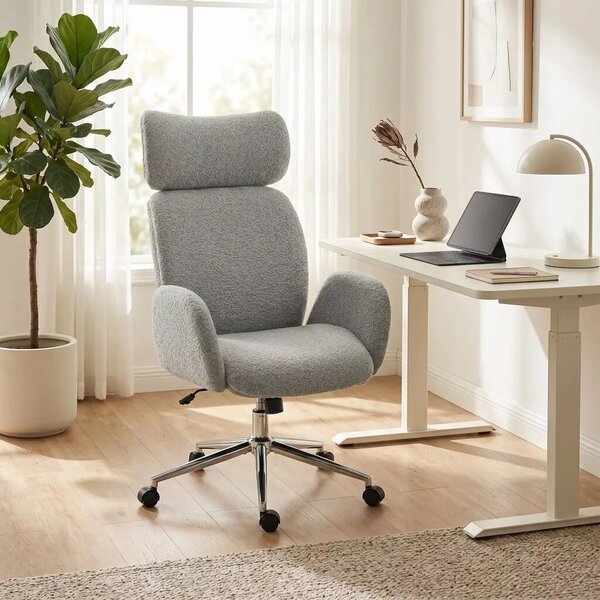 HOMCOM irodai szék állítható fejtámlával, ergonomikus íróasztali szék, dönthető funkcióval, állítható magasságú, szürke