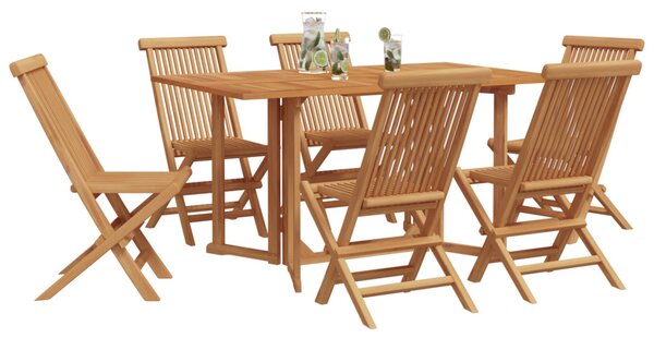 VidaXL Kert étkező szett 7 pcs Barna Tömör Teakfa