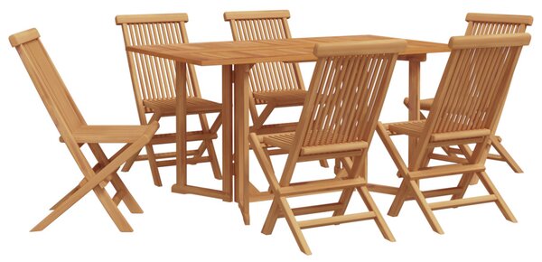 VidaXL Kert étkező szett 7 pcs Barna Tömör Teakfa