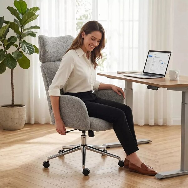 HOMCOM irodai szék állítható fejtámlával, ergonomikus íróasztali szék, dönthető funkcióval, állítható magasságú, szürke