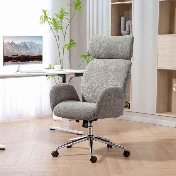 HOMCOM irodai szék állítható fejtámlával, ergonomikus íróasztali szék, dönthető funkcióval, állítható magasságú, szürke
