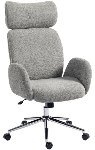 HOMCOM irodai szék állítható fejtámlával, ergonomikus íróasztali szék, dönthető funkcióval, állítható magasságú, szürke