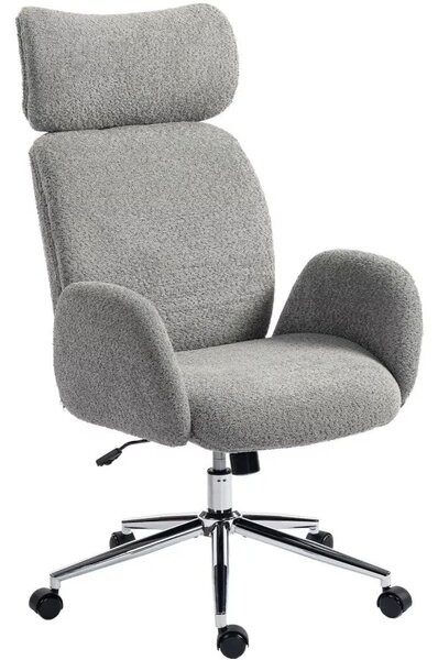HOMCOM irodai szék állítható fejtámlával, ergonomikus íróasztali szék, dönthető funkcióval, állítható magasságú, szürke