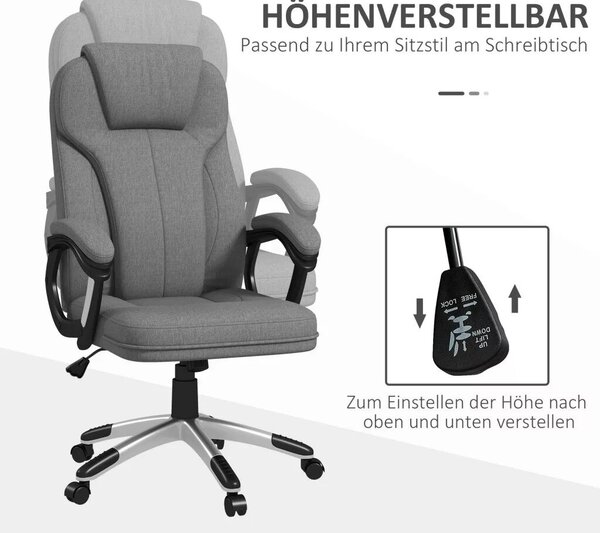 Vinsetto irodai szék, íróasztali szék, állítható magasságú, hintafunkcióval, szürke