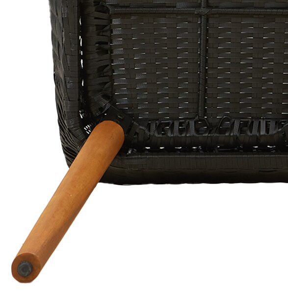3 darabos kerti étkező szett fekete poly rattan