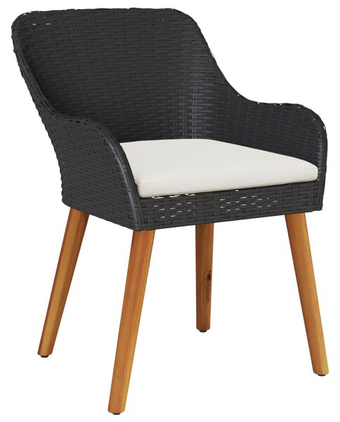 3 darabos kerti étkező szett fekete poly rattan