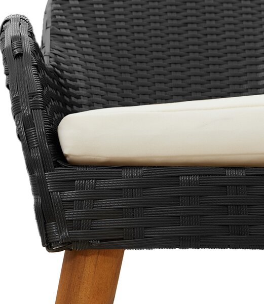3 darabos kerti étkező szett fekete poly rattan