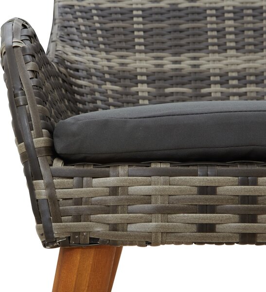 3 részes szürke poly rattan kert étkező szett