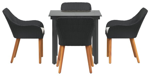 Kert étkező szett párnával 5 pcs Fekete polirattan