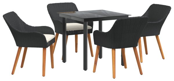 Kert étkező szett párnával 5 pcs Fekete polirattan
