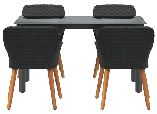 Kert étkező szett párnával 5 pcs Fekete polirattan