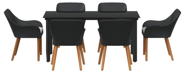Kert étkező szett párnával 7 pcs Fekete polirattan