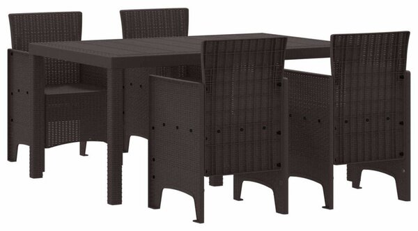 VidaXL 5 darabos kerti étkezőszett barna poli rattan