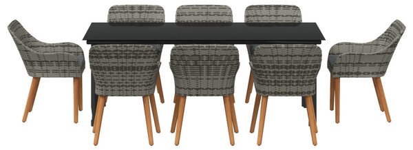Kert étkező szett párnával 9 pcs Szürke polirattan