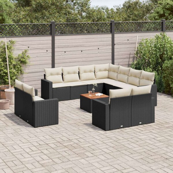 VidaXL Polyrattan Kerti Ülőgarnitúra - 12 részes - Fekete