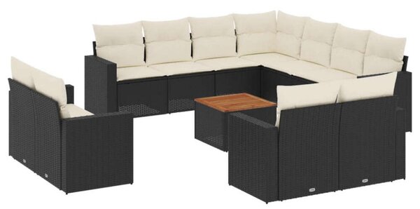 VidaXL Polyrattan Kerti Ülőgarnitúra - 12 részes - Fekete