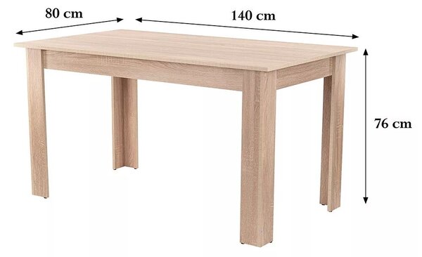 Yorki Standard étkezőasztal 140x80 cm sonoma tölgy