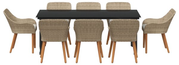 Kert étkező szett párnával 9 pcs Bézs polirattan