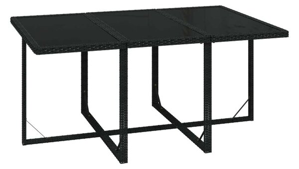 Polyrattan Kerti Étkezőgarnitúra - Fekete - 7 részes