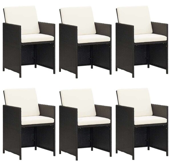 Polyrattan Kerti Étkezőgarnitúra - Fekete - 7 részes