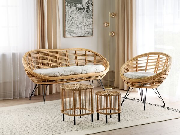 Kerti ülőgarnitúra asztallal 3 személyes MARATEA/CESENATICO Természetes Rattan