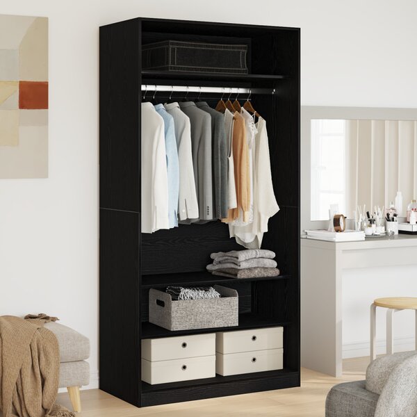 VidaXL Fekete Tölgy Ruhásszekrény 100 x 50 x 200 cm - MDF-ből készült