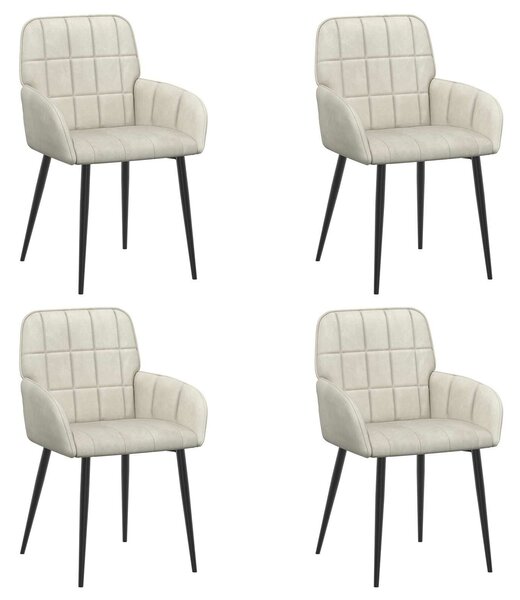 VidaXL Étkező Székek 4 db Bársony Krémszínű 57 x 50 x 85 cm