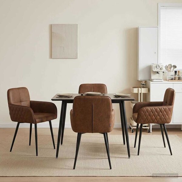 VidaXL Étkező Székek 4 db Műsuede Bőr Barna 59 x 56,5 x 85 cm