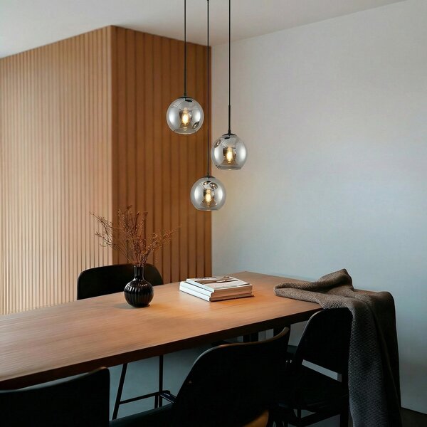 Függőlámpa Lindby, Jurian, dimmable, Szürke, Nappali, Üveg, Modern