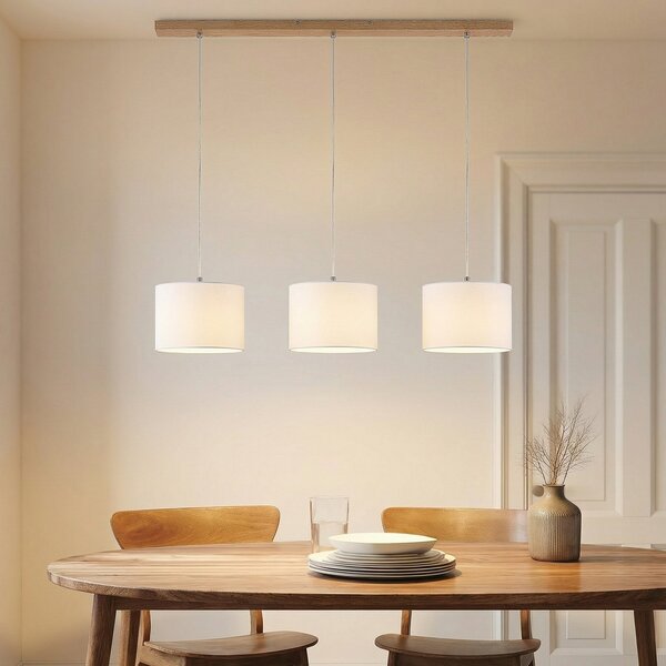 Függőlámpa Lindby, Imarin, dimmable, Fehér, Hálószoba, Szövet / Textília, Modern