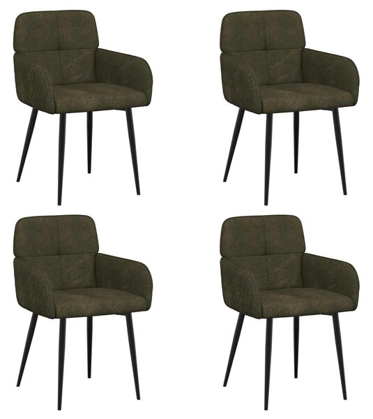 VidaXL Étkező Székek 4 db Műsuede Bőr Katonai zöld 59 x 56,5 x 85 cm