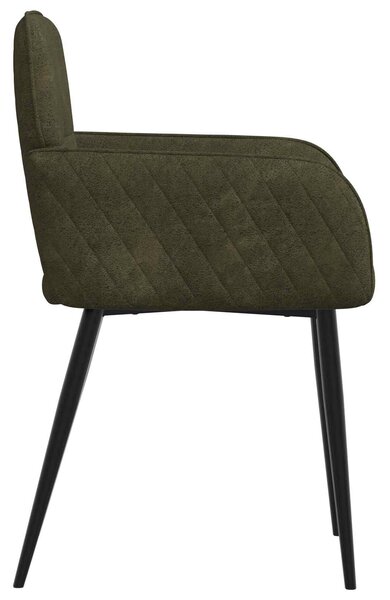 VidaXL Étkező Székek 4 db Műsuede Bőr Katonai zöld 59 x 56,5 x 85 cm