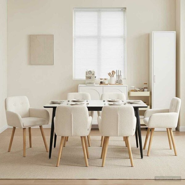 VidaXL Étkező Székek 6 db Bouclé Krémszínű 59 x 57 x 85 cm