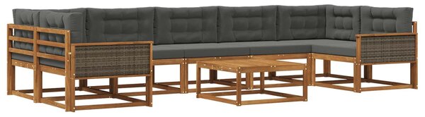Kültéri kanapé szett párnával 8 pcs Természetes és antracit