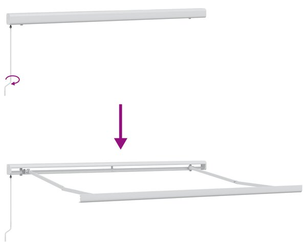 Behúzható napellenző Piros és Fehér 350 x 250 cm Szövet és Fém